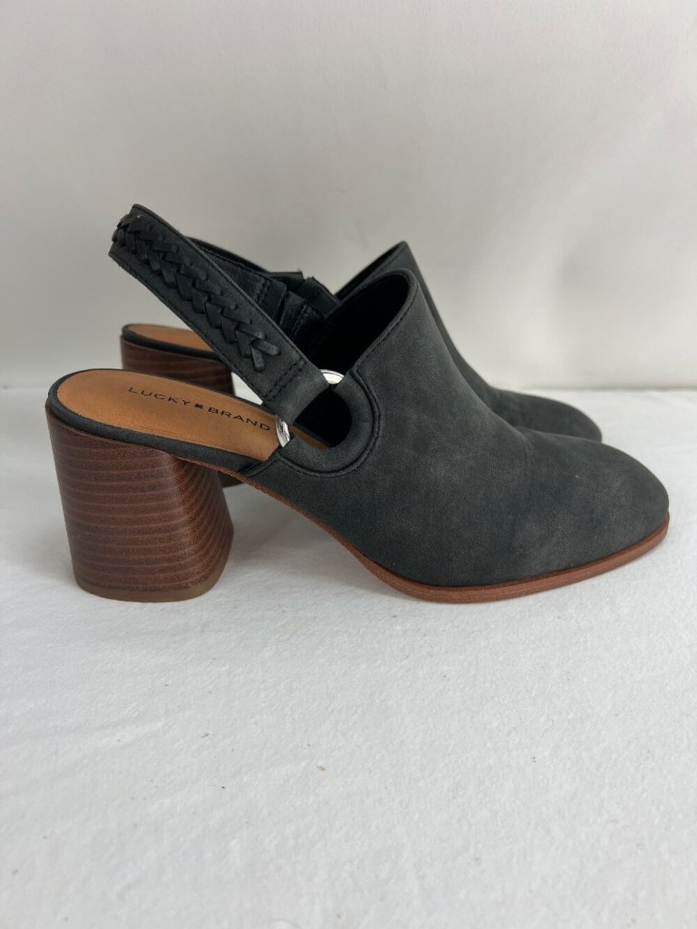 Lucky Brand Leenah Womens Black Slingback Heeled Mules Size 9 M